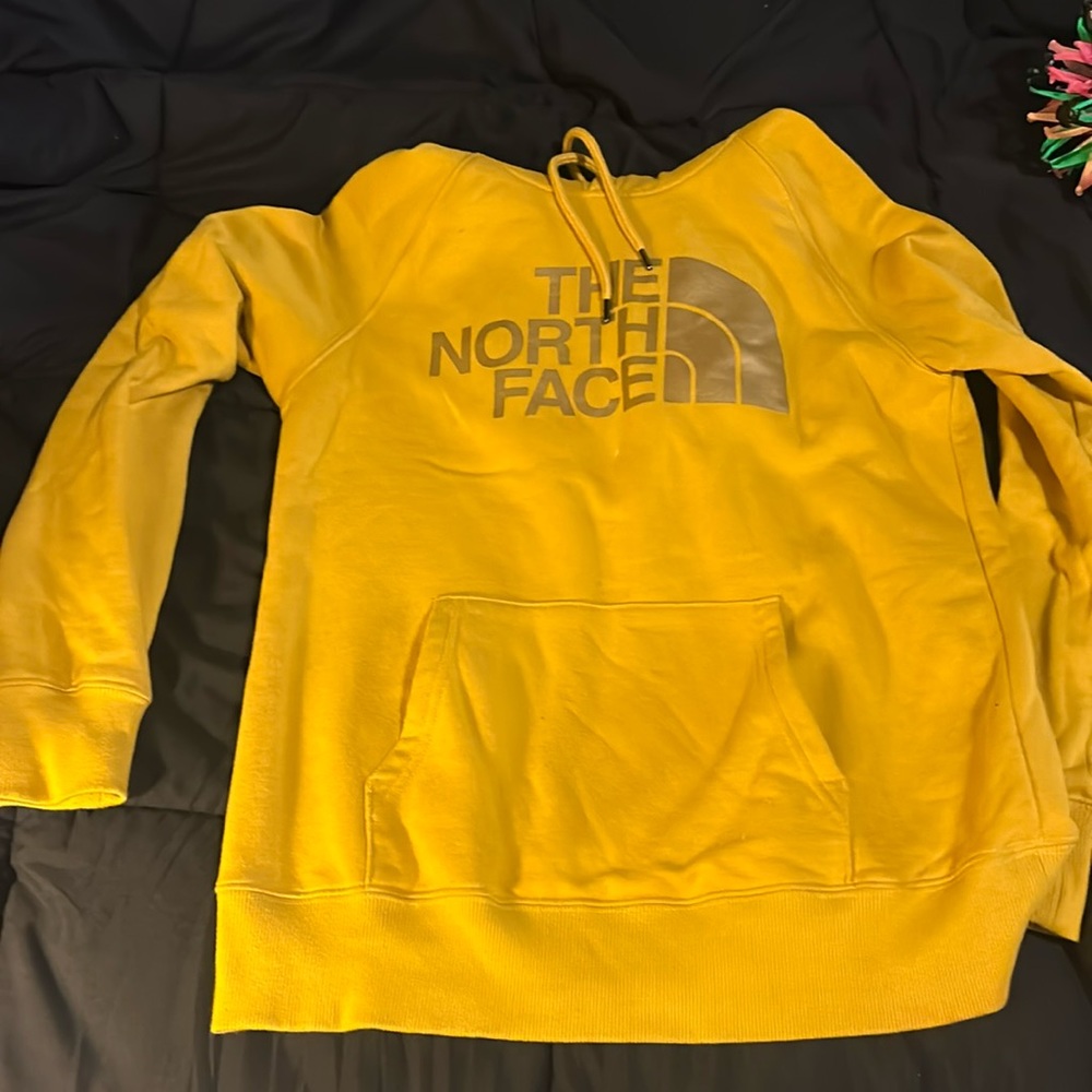 Mustard yellow north face hoodie